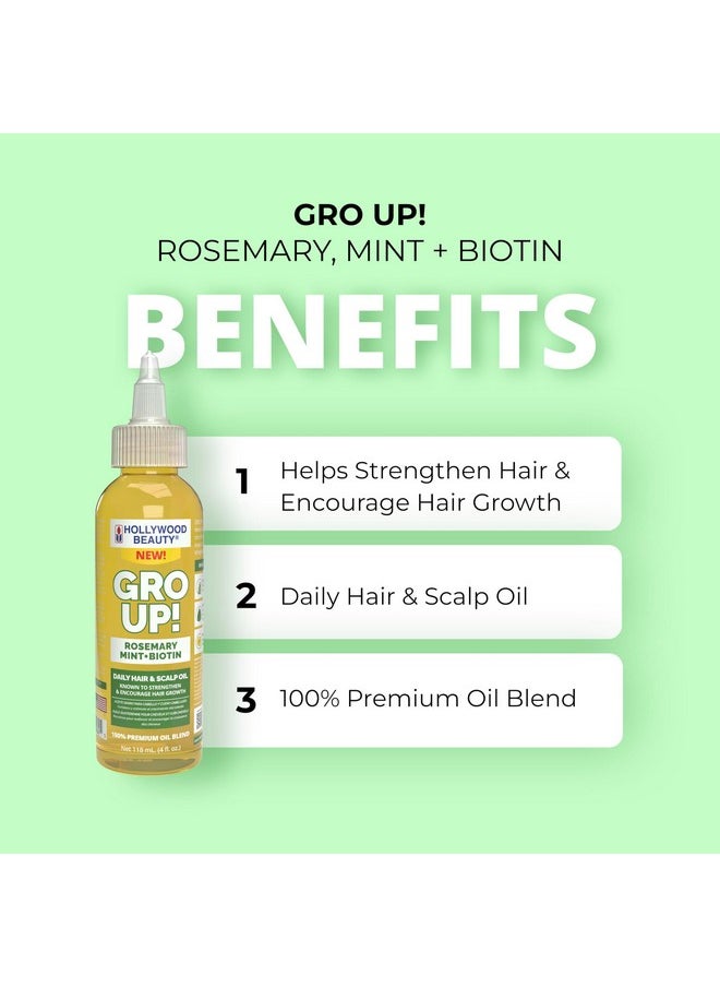 Hollywood Beauty Gro Up! Daily Hair & Scalp Oil With Rosemary, Mint, And Biotin, 4 Fl Oz  - Image 4
