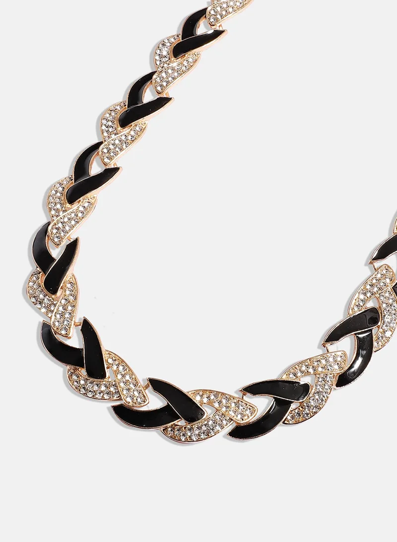 SOHI Crystal Twist Artificial Necklace Jewellery