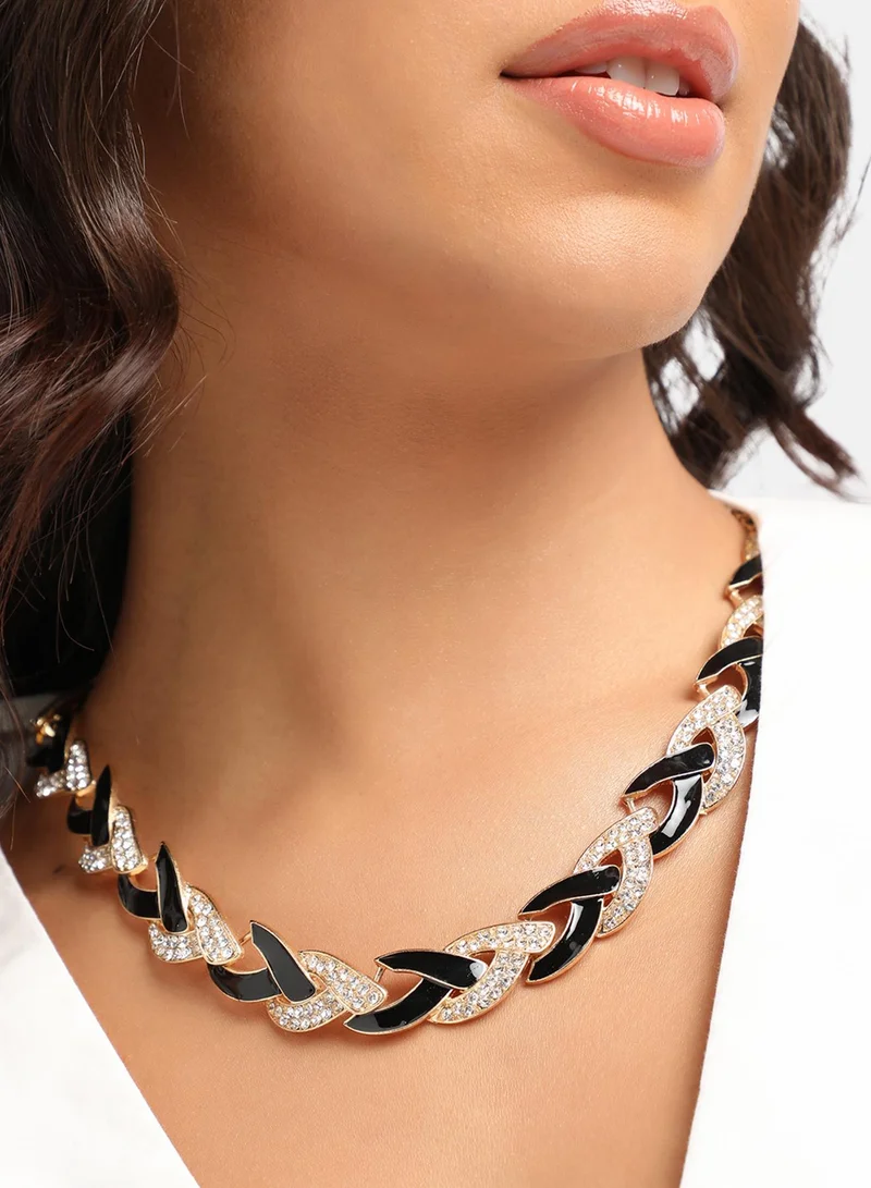 SOHI Crystal Twist Artificial Necklace Jewellery