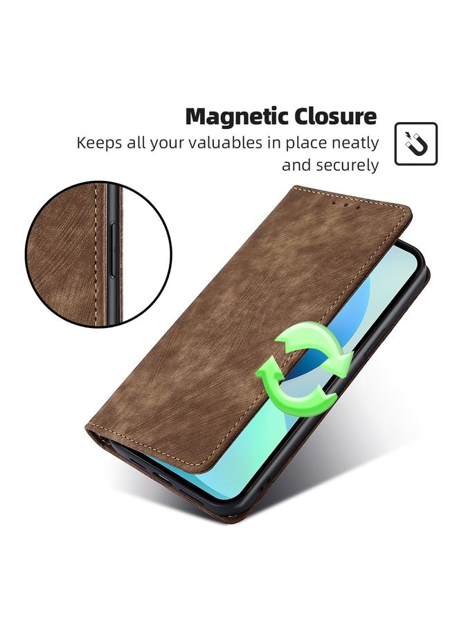 S-TOP Case For Motorola Moto E13 4G RFID Anti-theft Brush Magnetic Leather Phone Case - Image 4