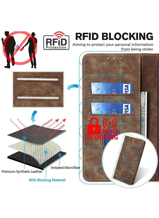 S-TOP Case For Motorola Moto E13 4G RFID Anti-theft Brush Magnetic Leather Phone Case - Image 5