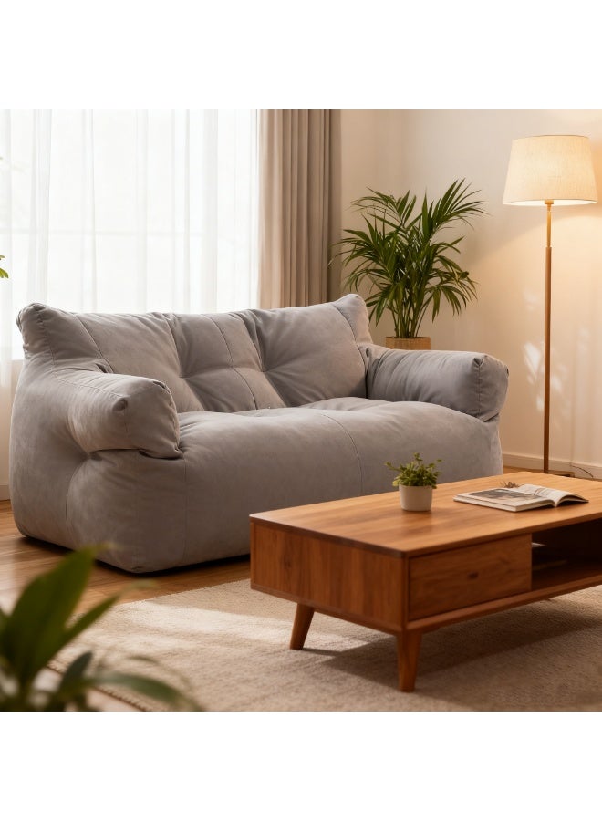 Arabest Indoor Large Bean Bag Sofa with Filling Bedroom Living Room Leisure Lounge Chair Bean Bag Tatami Pouf Soft Armchair, Sofa Cover Light Gray - Image 3