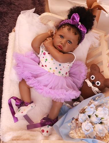 HOOMAI Lifelike Reborn Baby Dolls with Soft Body African American Realistic Girl Doll 228 Inch Best Birthday Gift Set - Image 5