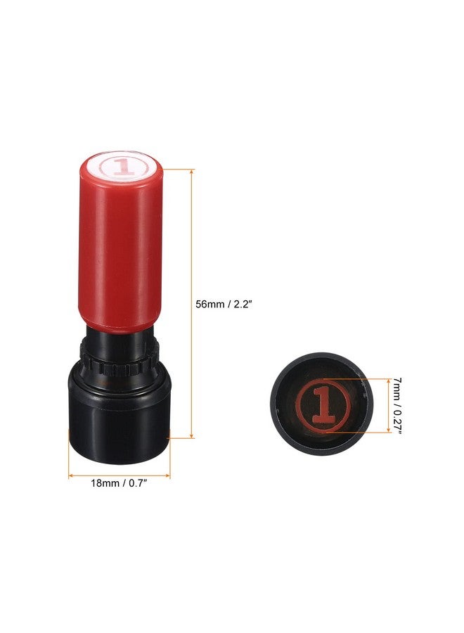 PATIKIL Number Stamps Self Inking, Numeral 1 7Mm Number Stamp With Circle Teacher Stamp Initial Stamp Ink Stamp For Class Notebook Scrapbooking Diy Craft, Red Shell - Image 2