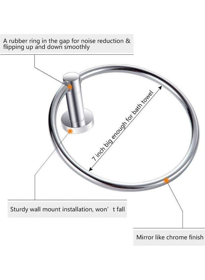 Loquat 6 Inch Hand Towel Ring, Stainless Steel Bath Towel Ring Holder, Wall Mounted Shower Hanging Towel Ring Contemporary Round Towel Rings For Countertop Bathroom Lavatory Silver - Image 2