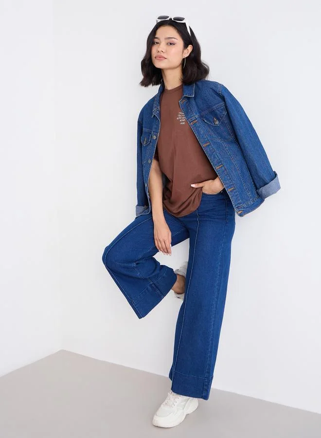 ستايلي Styli Slogan Print Oversized T-Shirt