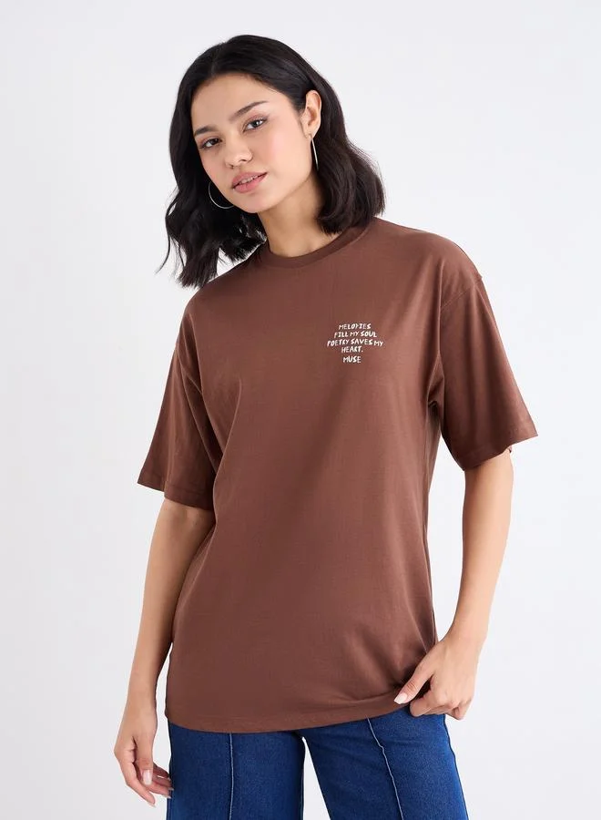Styli Slogan Print Oversized T-Shirt