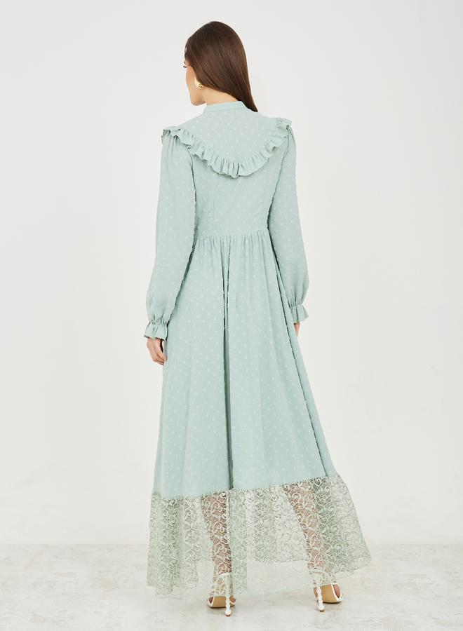 ستايلي فستان بأزرار وكشكشة - Image 4