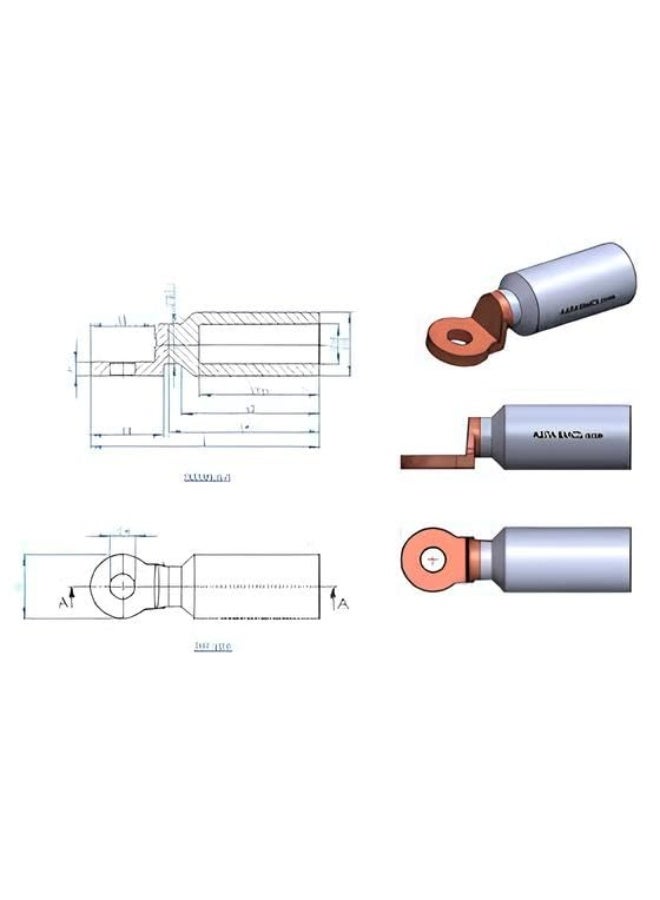 Royal Apex Bi-Metal Cable Lug For Circuit Breakers Narrow Palm Al/Cu Fusion Welded Compatible With Metric And Named Conductors Pre-Filled With Jointing Compound And Sealed End Cap 1 35Mm - Image 3