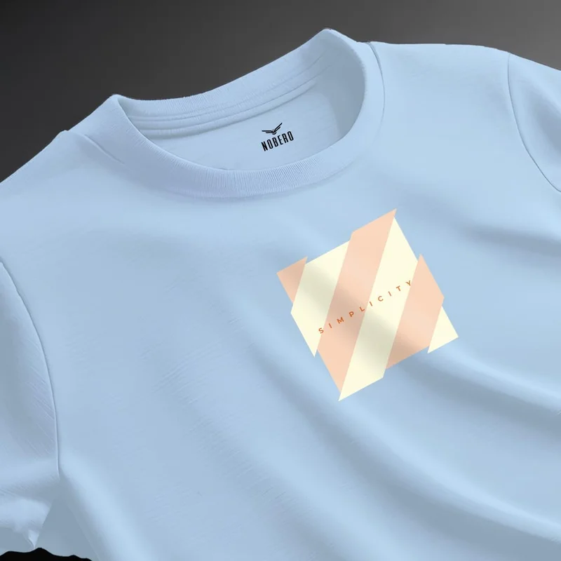NOBERO Men's Light Blue Graphic T-Shirt