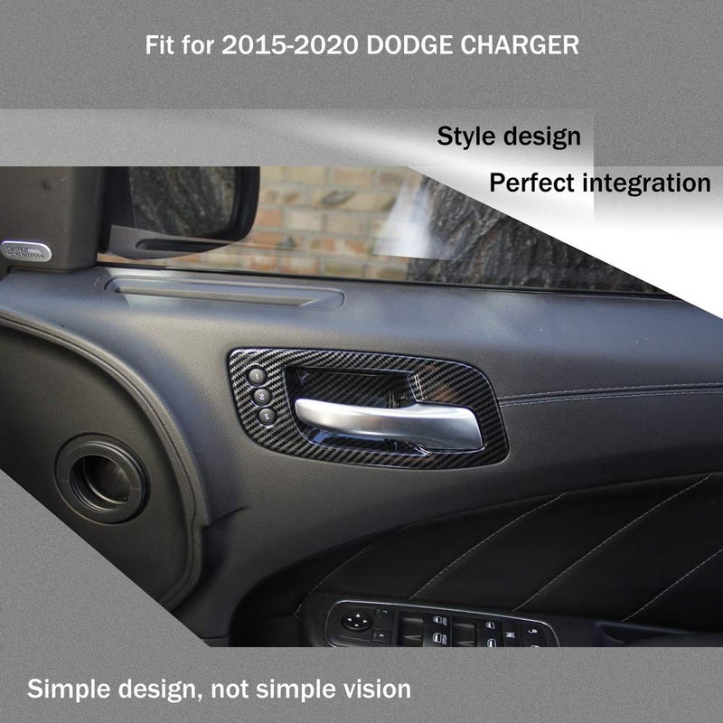 crosselec Carbon Fiber Inner Door Handle Bowl Cover Trim for Dodge Charger 2011-2021/ Chrysler 300 2015-2021 - Image 2