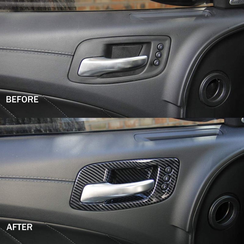 crosselec Carbon Fiber Inner Door Handle Bowl Cover Trim for Dodge Charger 2011-2021/ Chrysler 300 2015-2021 - Image 4