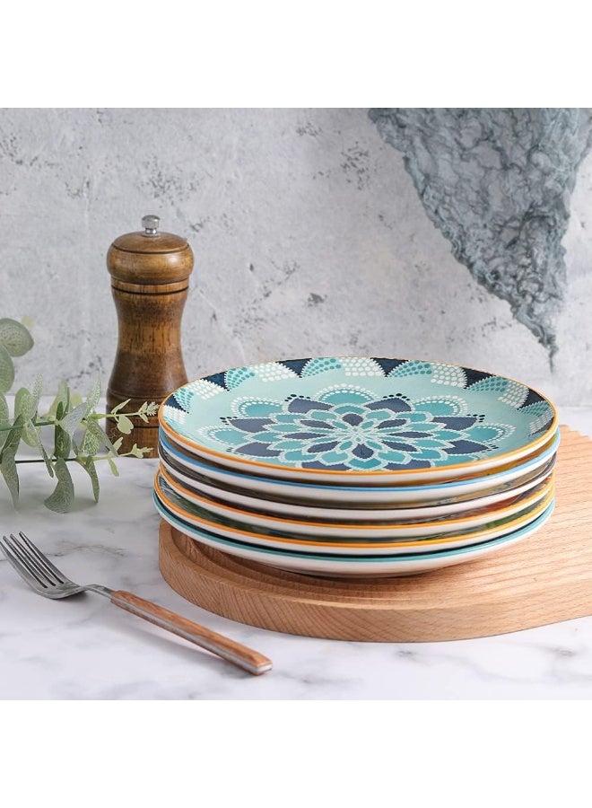 اوليو مجموعة أطباق حلوى من 6 قطع، من 6 أطباق سلطة ومقبلات سيراميكية، مقاس 8 بوصة - ألوان زاهية قابلة للمزج والتنسيق - آمنة للاستخدام في غسالة الأطباق والميكروويف - Image 2