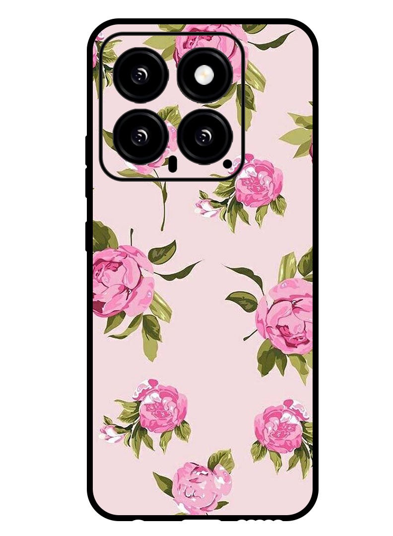 Theodor Protective Case Anti Scratch Shock Proof Bumper Cover For Xiaomi 14 Hand Painting Pink Flower - Image 1