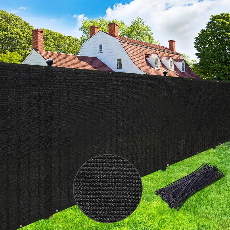 UPGRADE Privacy Screen 6' x 50' Fence Commercial Shade Cover with Brass Grommets Heavy Duty Perfect for Outdoor Back Yard, Black, Customizable - Image 1