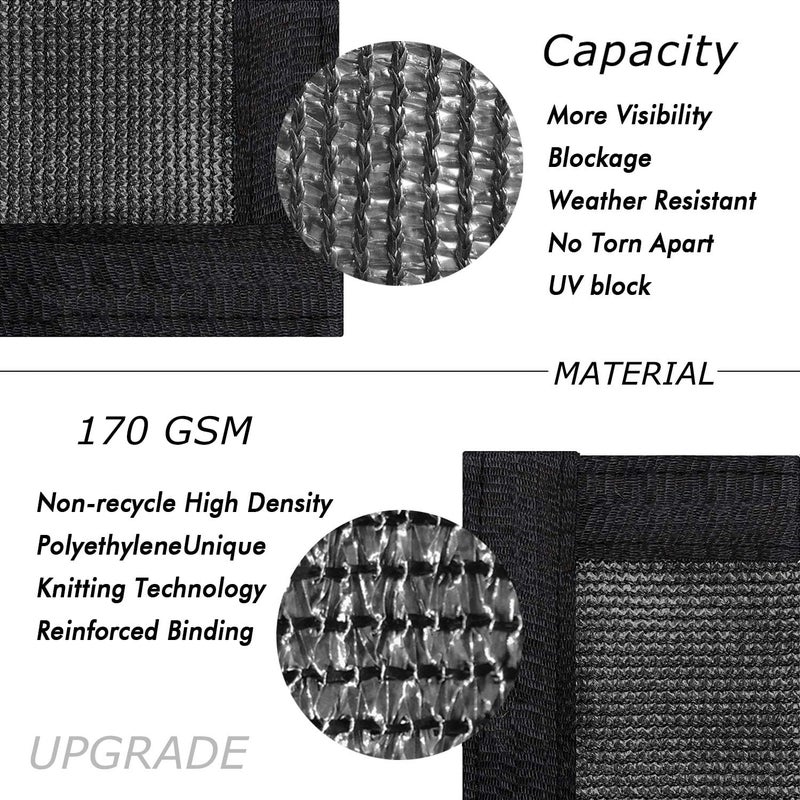 UPGRADE Privacy Screen 6' x 50' Fence Commercial Shade Cover with Brass Grommets Heavy Duty Perfect for Outdoor Back Yard, Black, Customizable - Image 2