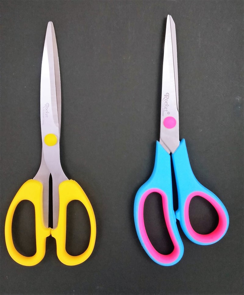 Rocket Scissors Pack of 2 Pieces (Large) - Rocket® Multi-Purpose High Quality Durable German Stainless Steel Scissor for Office Stationery, Home Kitchen, Suitable for Craft Paper Work etc EZ075 - Image 1
