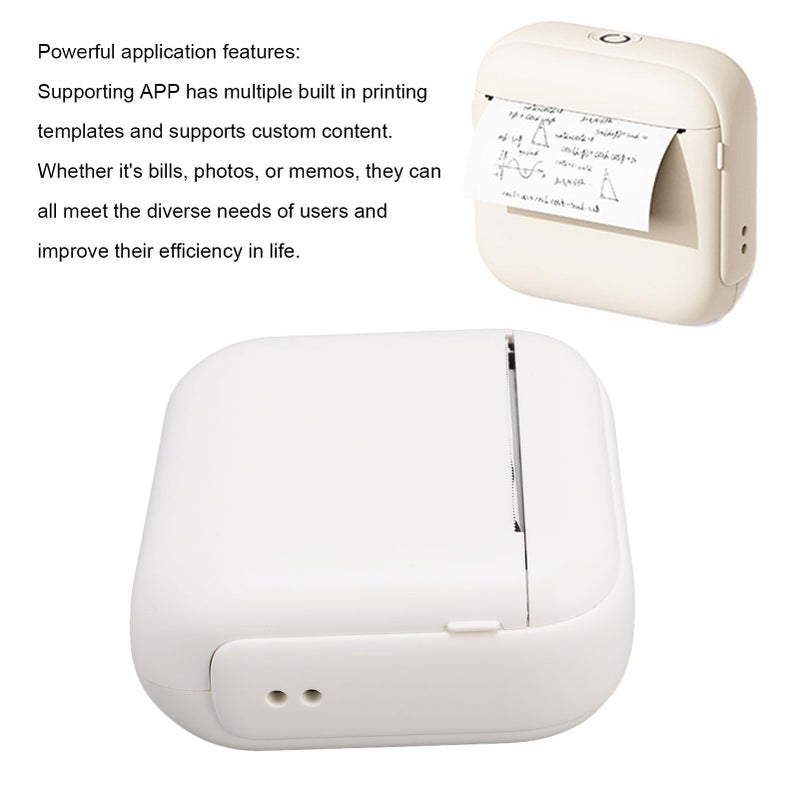 طابعة حرارية بلوتوث بيضاء صغيرة 203 نقطة في البوصة بدون حبر لطباعة الصور الملصقة المحمولة مع تطبيق - Image 4