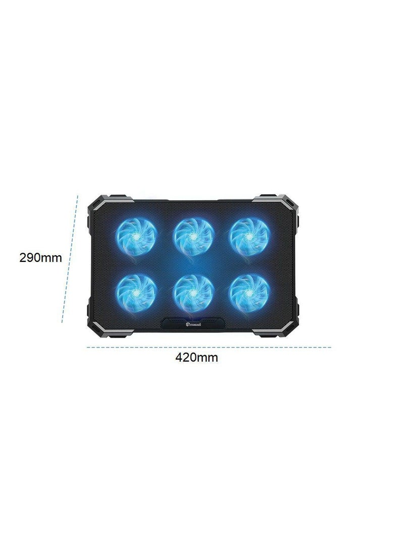 Standard ICE-06N  RGB Gaming Laptop Cooling Pad Stand – 6*blue Led Fans – UP to 17 Inch - Image 1