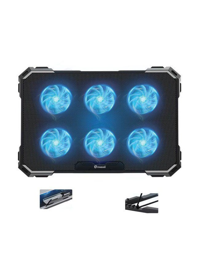 Standard ICE-06N  RGB Gaming Laptop Cooling Pad Stand – 6*blue Led Fans – UP to 17 Inch - Image 3