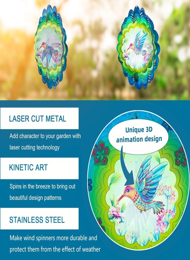 DKJOCKY Hummingbird Metal Wind Spinners - Hummingbird Gifts for Women Mom Grandma Wife, Hanging Animations Wind Spinner for Outdoor & Indoor Decorations, 12 inch for Ornament Gifts - Image 4