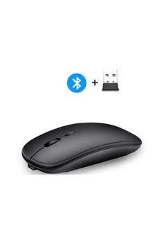 Generic Wireless Bluetooth Mouse, Bluetooth 5.1 + USB, 2.4GHz Rechargeable Silent Bluetooth Wireless Mouse, Computer Mice with USB Receiver(Black)  - Image 1