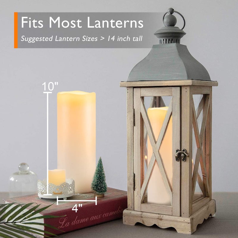 Homemory 10" x 4" Large Waterproof Outdoor Flameless Candles with Remote Control and Timer, Battery Operated Flickering LED Pillar Candles for Outdoor Larterns, Porch, Long Lasting, Set of 2 - Image 4
