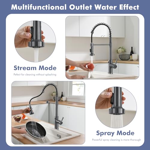 GIMILI Black Stainless Touchless Kitchen Faucet Motion Sensor Kitchen Faucets with Pull Down Sprayer Single Handle Kitchen Sink Faucet - Image 5