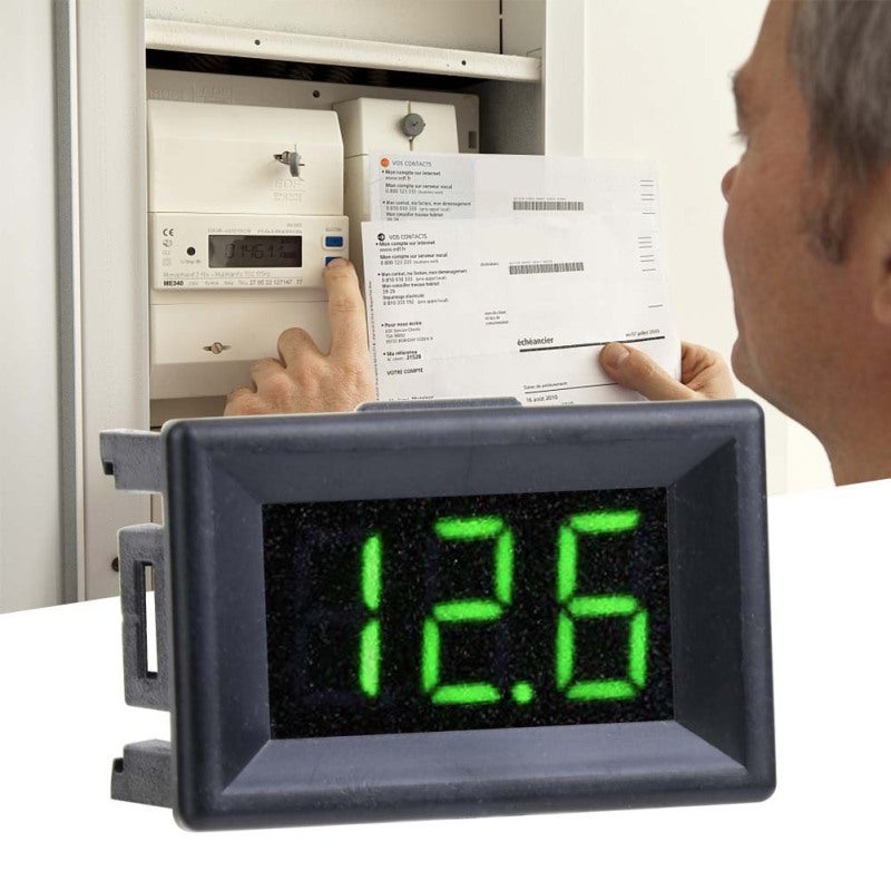 Digital Voltmeter: 0.36Inch Green Backlight LED Display - High Precision Reverse Protection DC Voltage Meter for Waterproof 4-30V DC Voltage Measurement - Image 1