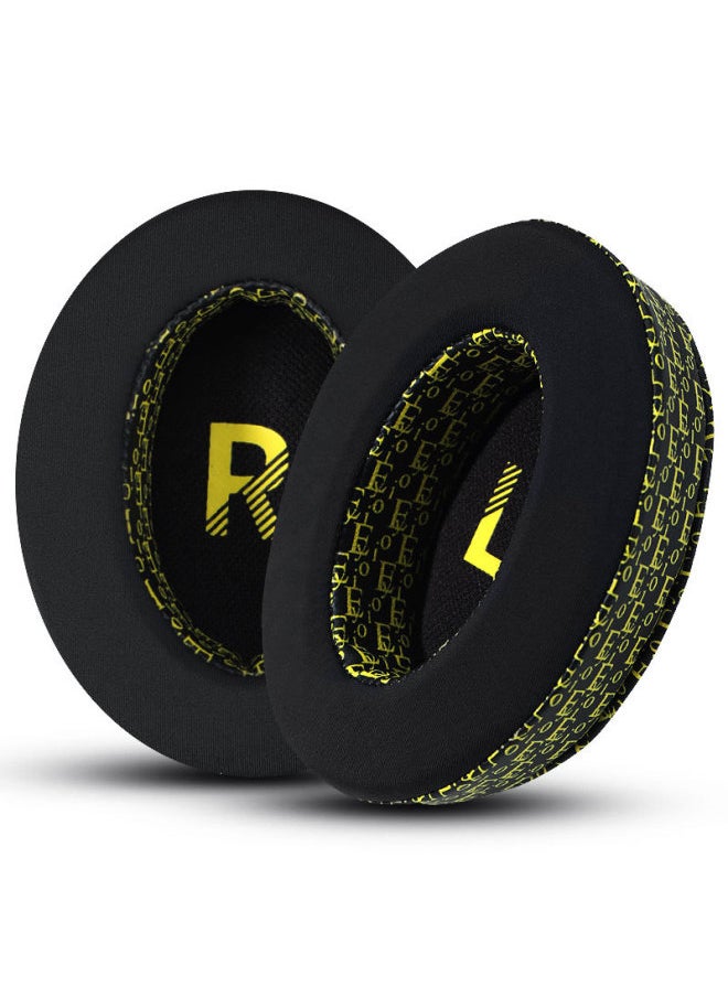 Generic For HyperX Kingston Hurricane 2 Earphone Cover Cloud3 Earmuffs Alpha S Leather Case Sky Arrow Stinger Sponge-Color:Black And Yellow Printed Lr Ice-feeling Earmuffs 1 Piece-hm5  - Image 1
