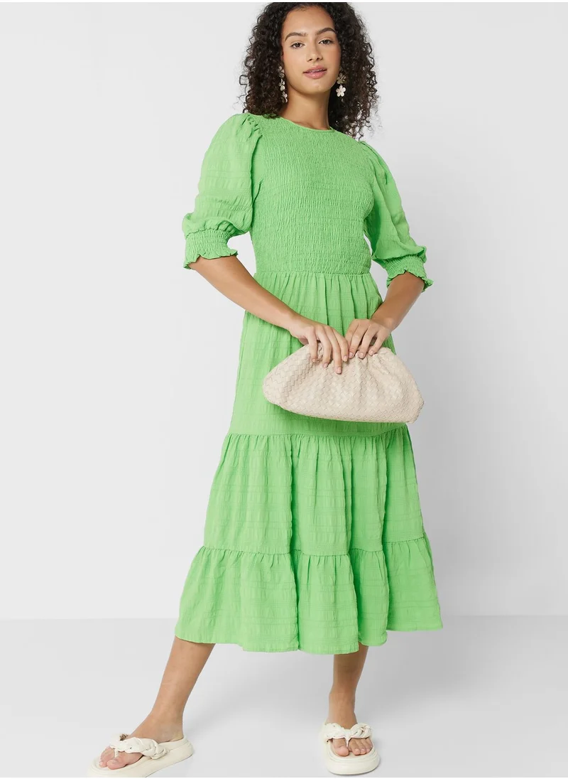 ONLY Ruched Tiered Balloon Sleeve Dress