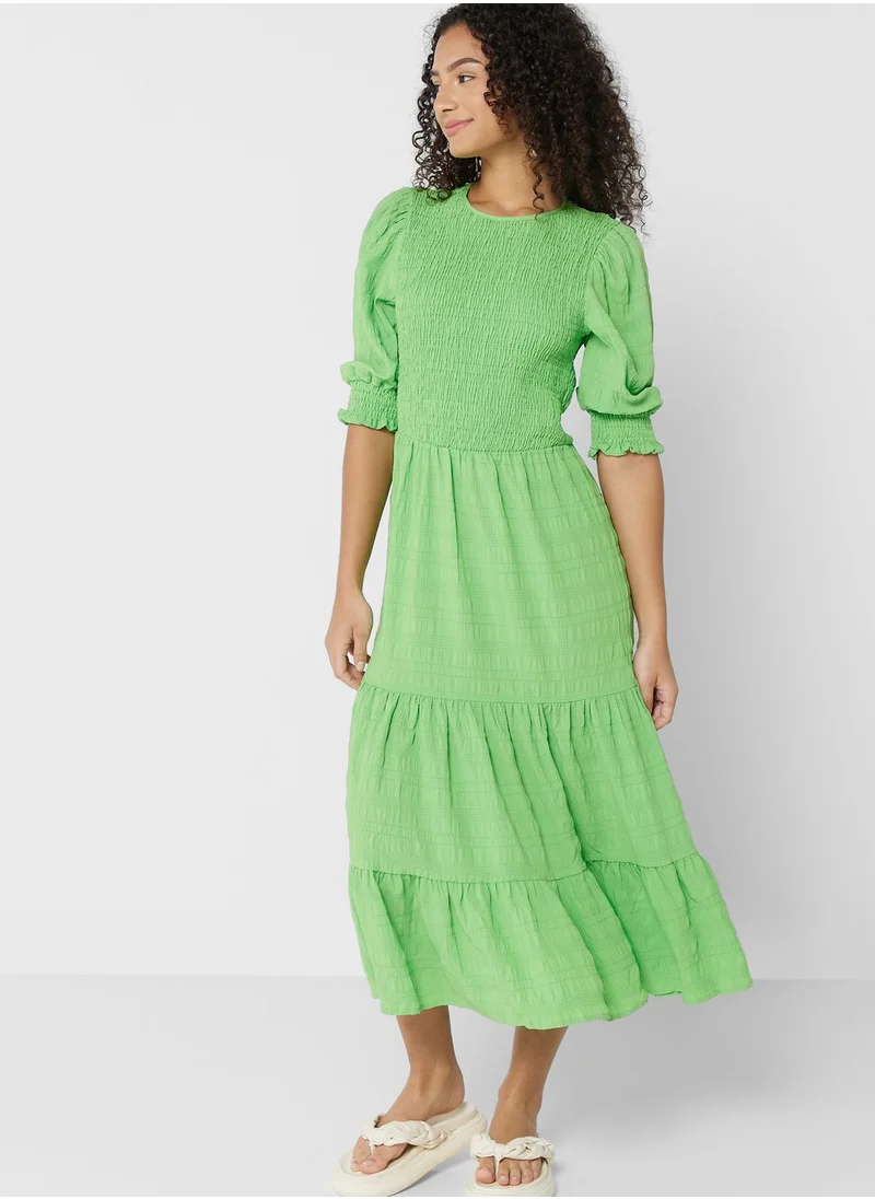 ONLY Ruched Tiered Balloon Sleeve Dress