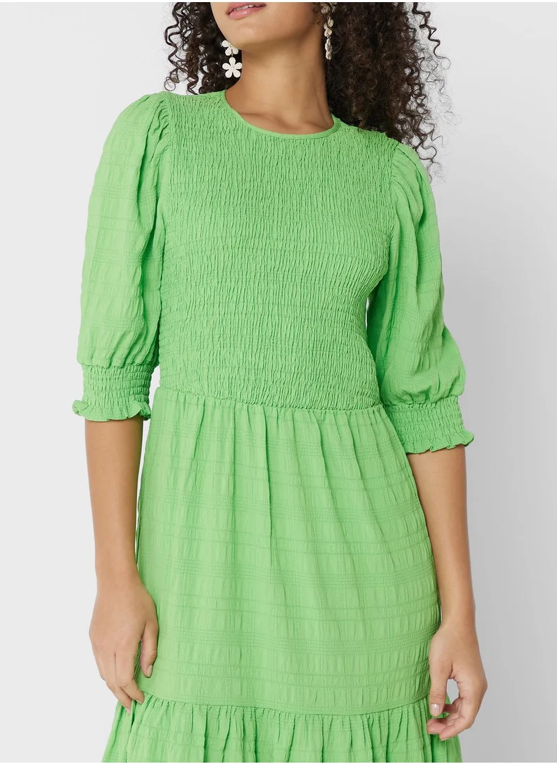 ONLY Ruched Tiered Balloon Sleeve Dress