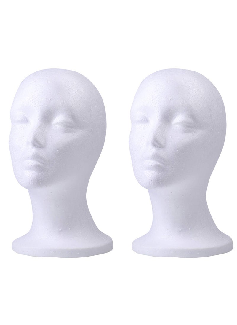 Foraineam - Foraineam 2 Pack Foam Wig Display Stand Female Mannequin Wig Holder Cosmetics Model Head White Foam Heads Glasses Mask Hat Hairpieces Stand - Image 1