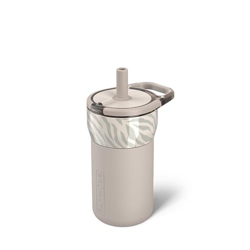 BrÃ¼Mate BrüMate Leap 12oz 100% Leakproof Kids Tumbler with Handle and Silicone Soft Straw | Drop Resistant Silicone Sleeve | For Kids 4+ | Insulated Stainless Steel | Cup Holder Friendly | 12oz (Zebra) - Image 1