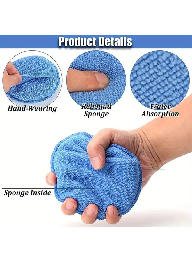 Microfiber Wax Applicator Pad Blue With Finger Pocket for Car Cleaning and Detailing Polishing Foam Pad Fine Polish 1pc - Image 3