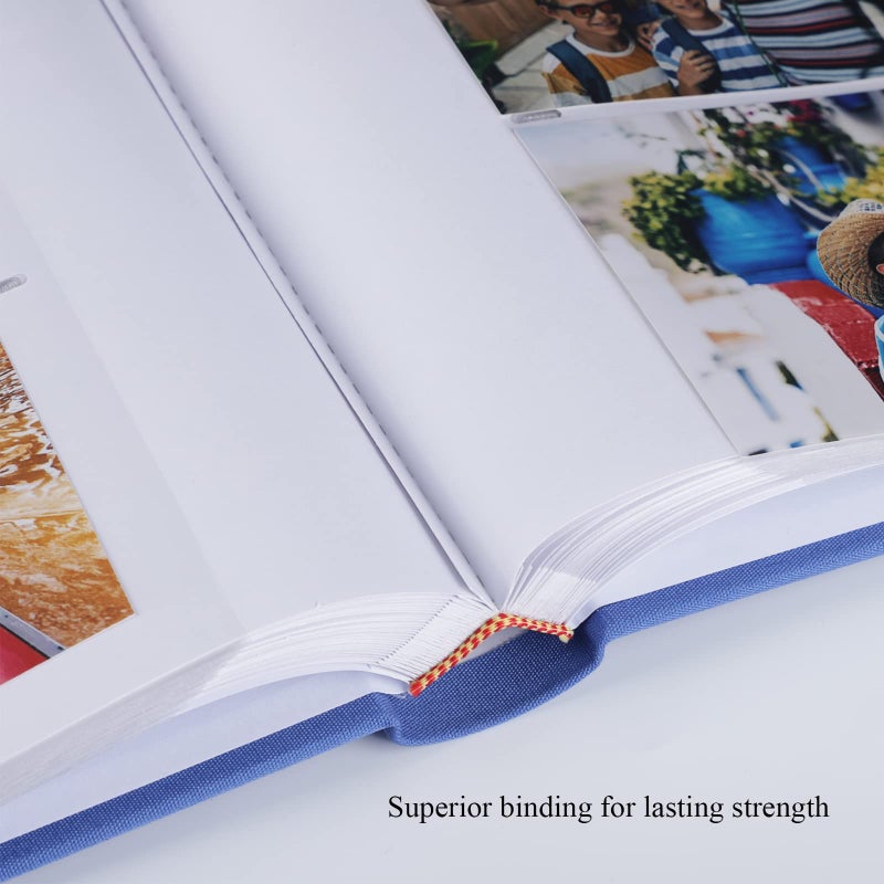 1DOT2 Photo Album with Writing Space 50 Pages 4x6 Photos Hold 200 or 5x7 Pictures Hold 100  Linen Cover Small Photo Book Albums with Memo for Anniversary Wedding Baby (Blue) - Image 4