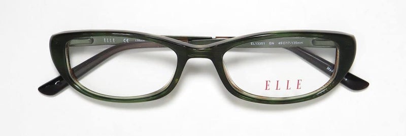 Elle 13351 Womens/Ladies Rectangular Full-rim Flexible Hinges Eyeglasses/Eyewear (49-17-135, Green) - Image 2