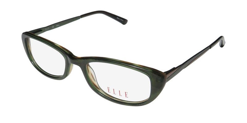 Elle 13351 Womens/Ladies Rectangular Full-rim Flexible Hinges Eyeglasses/Eyewear (49-17-135, Green) - Image 1