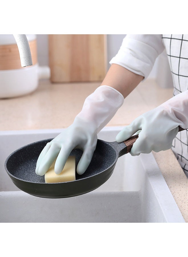 Housework Cleaning Latex Rubber Gloves Bundle Cuff Dishwashing Long Waterproof Insulated Kitchen, (Green) Size: L  - Image 5