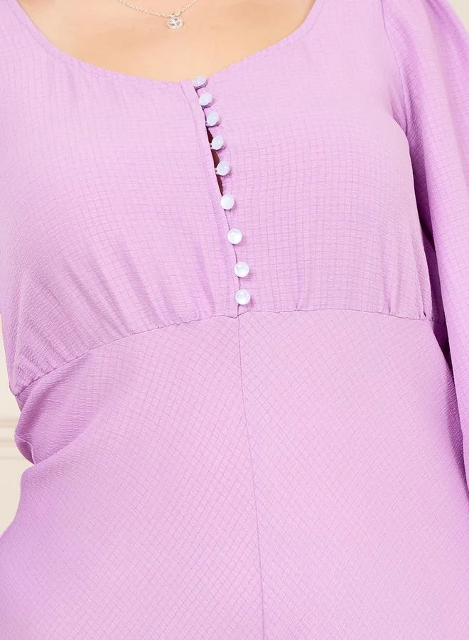 Styli Lavender Button-Down Dress