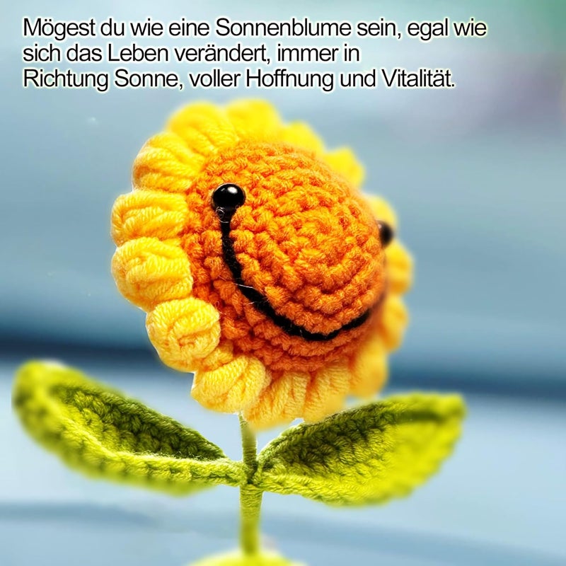 KIAYOO Knitted Sunflower Car Decoration - Wobble Figure for Home and Office - Image 3