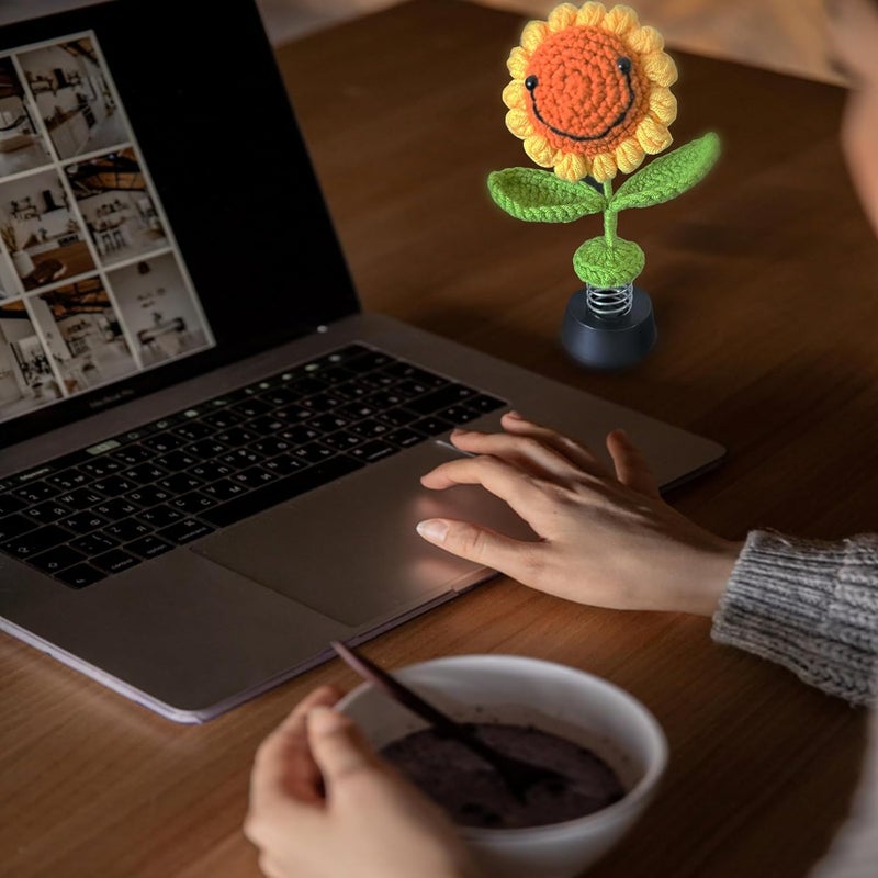 KIAYOO Knitted Sunflower Car Decoration - Wobble Figure for Home and Office - Image 5