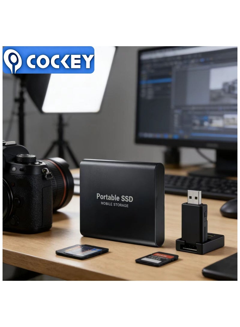 كوكي محرك أقراص خارجي محمول سعة 2 تيرابايت، و 200 جيجابايت لنقل البيانات بسرعة 3.2 عالية، محرك أقراص احتياطي للكمبيوتر يدعم تخزين ونقل البيانات، محرك أقراص خارجي محمول صغير للحالة الصلبة، للكمبيوتر الشخصي/المحمول/الهاتف المحمول، إلخ (طراز أسود - Image 5