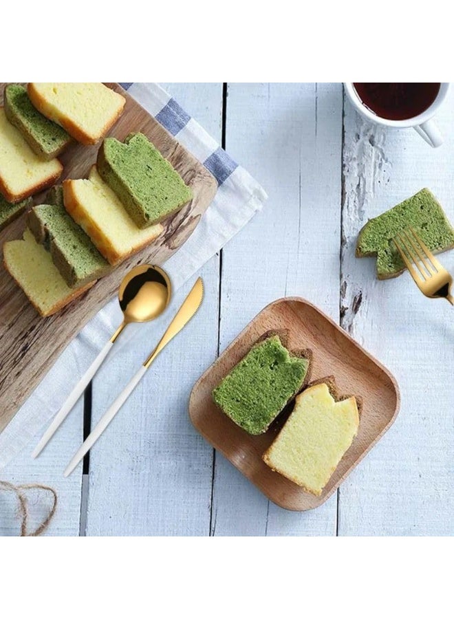 24-Piece Stainless Steel Cutlery Set – Gold & White Elegant Tableware - Image 4