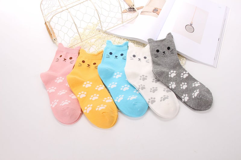 Jeasona Women's Cute Socks Cat Gifts for Women Fun Animals Funny Funky Cotton - Image 3