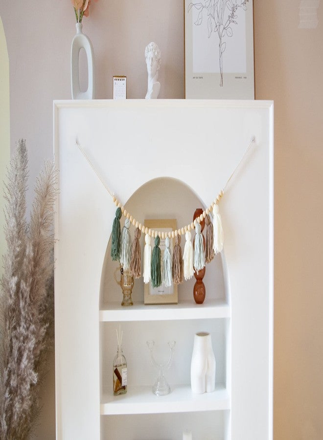 Decocove Tassel Garland - Boho Tassel Garland with Wood Beads - Wall Decor for Dorm, Girls Room and Nursery Room - Olive Green (36 inch) - Image 3