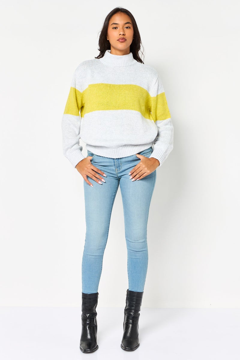 Aerie Women Two Tone Knitted Sweater, Milticolor - Image 2