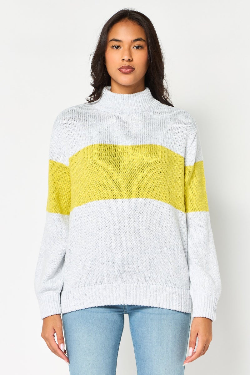 Aerie Women Two Tone Knitted Sweater, Milticolor - Image 1