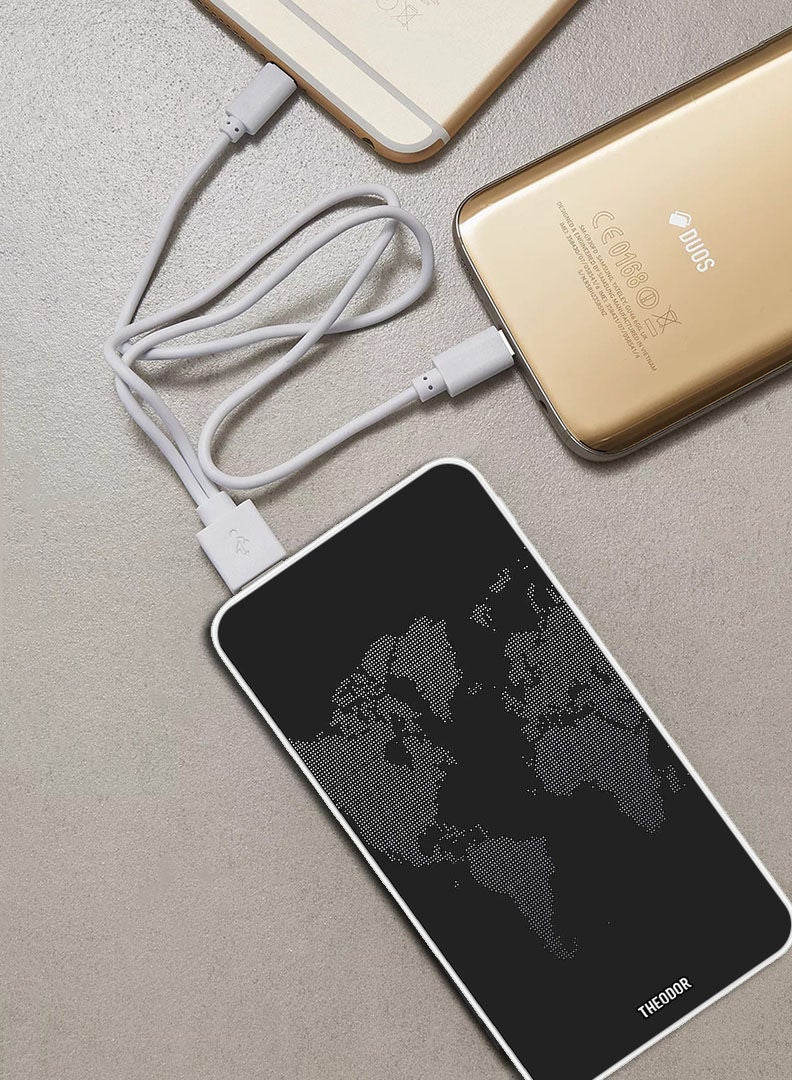 Theodor 10,000 mAh Super Fast Charging Ultra Compact Power Bank with Quick Charge & Power Delivery, Portable Charger For iPhone and Android Map In Dots - Image 2